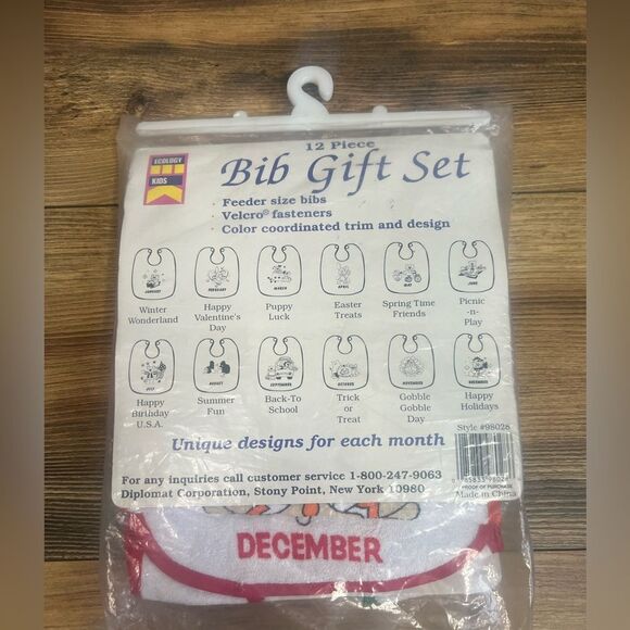 Vintage 12 piece bib gift set Ecology kids unique designs for each month baby - Picture 4 of 5